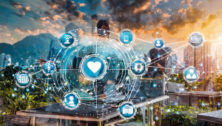 Smart city and internet of things (IoT) concept.の素材