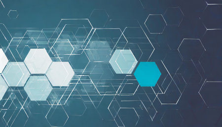 Abstract technology background with hexagons. 3d rendering toned imageの素材