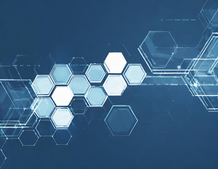 Digital background image with hexagons and connection concept. 3D Renderingの素材