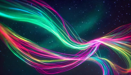 Abstract background with glowing lines and bokeh effect, vector illustrationの素材
