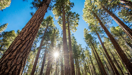 Tall Pine Trees in Sequoia National Park, California, USAの素材