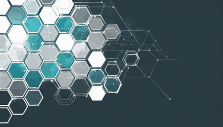 Abstract background image with hexagons and connection lines. 3d renderingの素材
