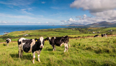 Herd of cows grazing on the Isle of Skye in Scotlandの素材