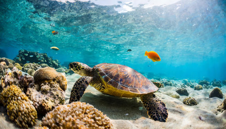 Hawaiian Green Sea Turtle (Chelonia mydas)の素材