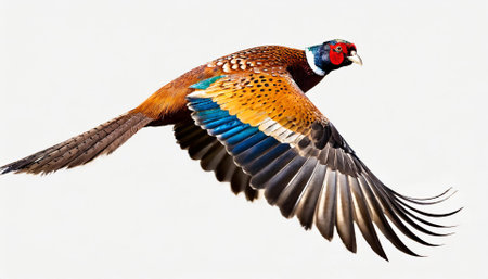 Ringneck Pheasant (Phasianus colchicus) in flightの素材