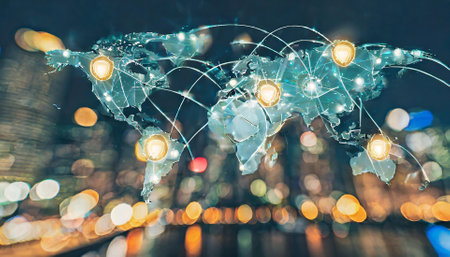 Global network connection and internet of things (IOT) concept.の素材