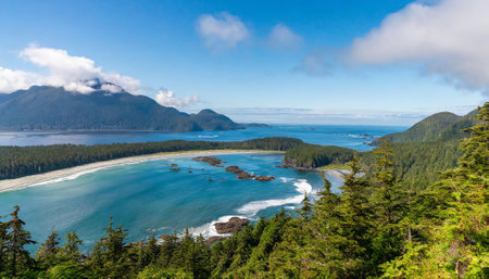 Panoramic view of the Pacific Ocean Coast in Washington State.の素材