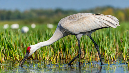 Sandhill Crane (Grus canadensis) in its natural habitatの素材