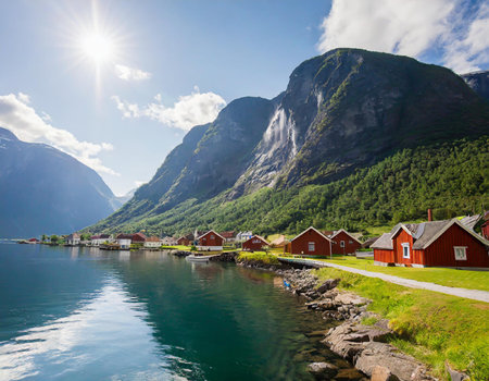Fjord in Norway, Scandinavia. Beautiful summer landscape.の素材