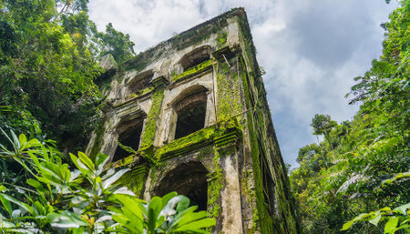 Ruins of the abandoned building in the jungle of Bali, Indonesiaの素材