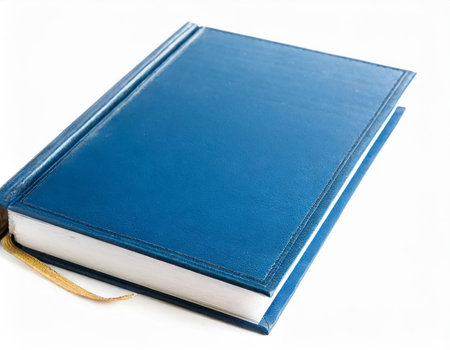 Blue book isolated on white background with copy space for your text.の素材