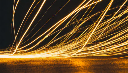 welding with sparks and light at night, closeup of photoの素材