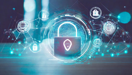 Cyber security data protection business technology privacy concept. 3D renderingの素材