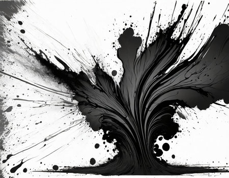 Abstract black and white watercolor background. Black and white liquid texture.の素材