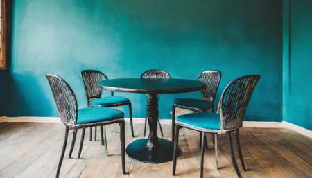 Table and chair in coffee shop - Vintage Filter and Boost up color Processingの素材