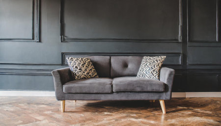 Beautiful luxury pillow on sofa decoration in living room interior - Vintage Light Filterの素材