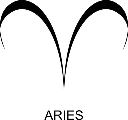 Vector black illustration of aries zodiac signのイラスト素材