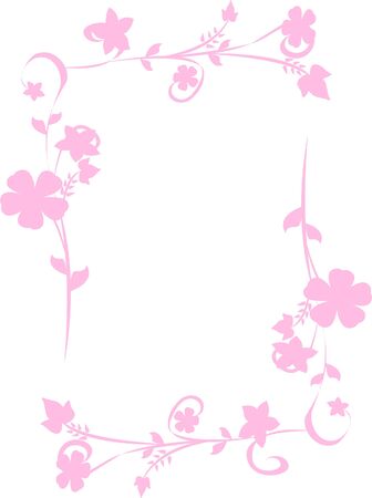 Illustration of floral frame, ideal to use on wedding invitations and similar events, or to put whatever you like inside. only one shape painted on pink, easy color editionのイラスト素材