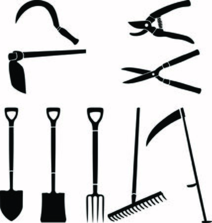 Icon set of farm tools, elements isolated, ready for die cutting machineのイラスト素材