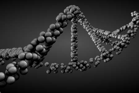 3d rendering DNA molecule on the black background. Useful for science news, medical news, news about chemistry, physics and biological, any graphics about science.の写真素材