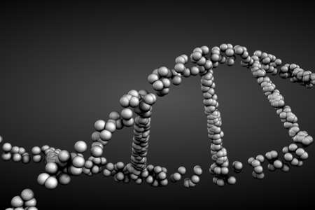 3d rendering DNA molecule on the black background. Useful for science news, medical news, news about chemistry, physics and biological, any graphics about science.の写真素材