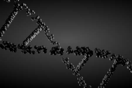 3d rendering DNA molecule on the black background. Useful for science news, medical news, news about chemistry, physics and biological, any graphics about science.の写真素材