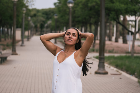 walking the the streetの写真素材