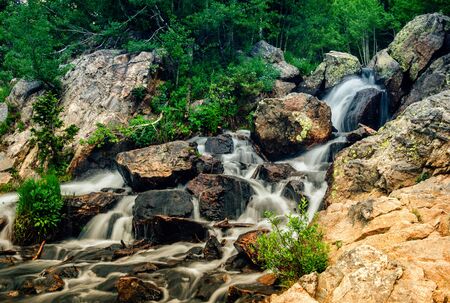 Cascading Water in Rocky Mountain National Parkの写真素材