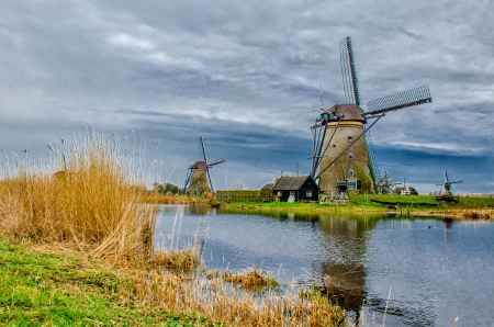 Windmills of Kinderdijk, South Hollandの写真素材
