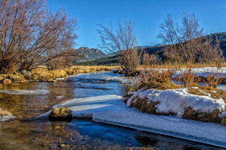 Stream in Moraine Park in Rocky Mt  National Parkの写真素材