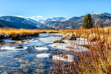Stream in Moraine Park in Rocky Mt  National Parkの写真素材