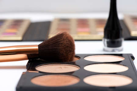 Applicator with contour palette of different colors with white background