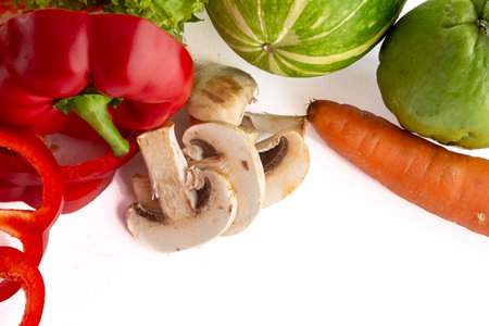 Group of vegetables of different types and colors on white background. healthy food concept