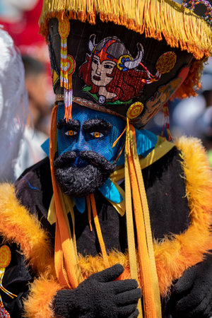 Chinelo dancing in a carnival, in the State of Mexico - Mexican Traditionsの写真素材