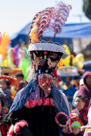Mexico, State of Mexico-29-01-2023: Traditional dance of the Chinelos, Mexican traditions.の写真素材