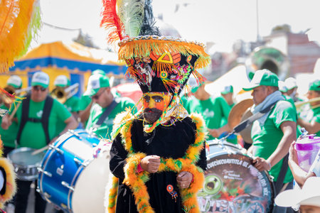 Mexico, State of Mexico-29-01-2023: Traditional dance of the Chinelos, Mexican traditions.のeditorial素材