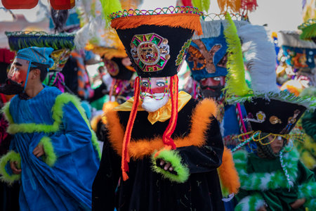 Mexico, State of Mexico-29-01-2023: Traditional dance of the Chinelos, Mexican traditions.のeditorial素材