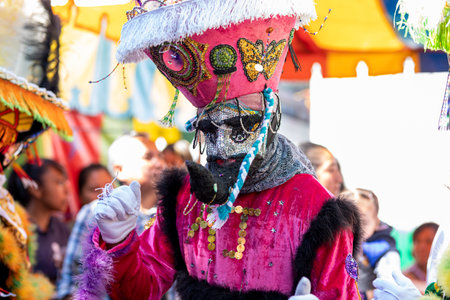 Mexico, State of Mexico-29-01-2023: Traditional dance of the Chinelos, Mexican traditions.のeditorial素材