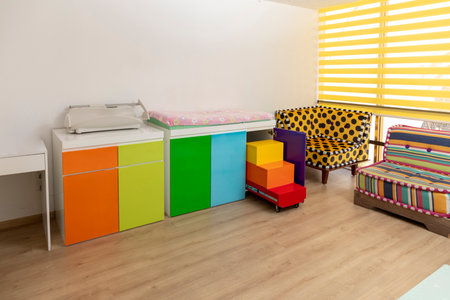 Colorful furniture enhancing modern daycare interior designの写真素材
