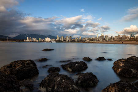 Vancouver Downtown City view from Kitsilano Beach, BC, Canada.の写真素材