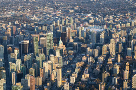 Aerial view of the City Buildings in Vancouver Downtown , British Columbia, Canada.の写真素材