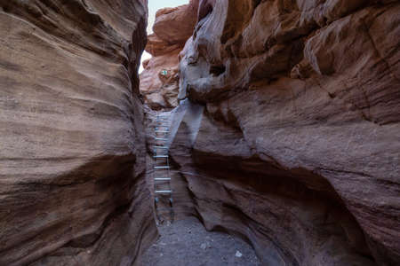 Beautiful landscape view of the Red Canyon in Eilat, Israel. Taken during a sunny sunrise.の写真素材