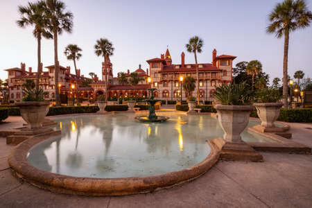 St. Augustine, Florida, United States - October 30, 2018: Beautiful Fountain in Lightner Museum during a sunny sunset.のeditorial素材
