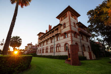 St. Augustine, Florida, United States - October 30, 2018: Flagler College in the Downtown City during a vibrant sunny sunset.のeditorial素材