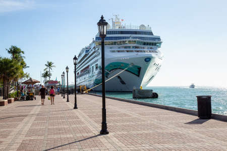 Key West, Florida,  States - November 1, 2018: Cruise Ship parked at Mallory Square during a sunny day.のeditorial素材