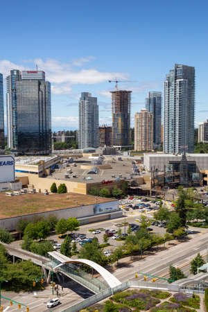 Metrotown, Burnaby, Vancouver, BC, Canada - June 26, 2018: Aerial view of Metropolis Shopping Mall during a vibrant summer day.のeditorial素材