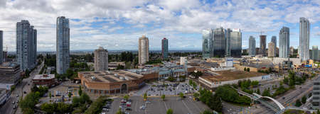 Metrotown, Burnaby, Vancouver, BC, Canada - June 26, 2018: Aerial view of Metropolis Shopping Mall during a vibrant summer day.のeditorial素材