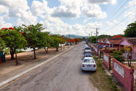 La Boca, Trinidad, Cuba - June 6, 2019: Beautiful View of a small Touristic Cuban Town during a sunny summer day.のeditorial素材