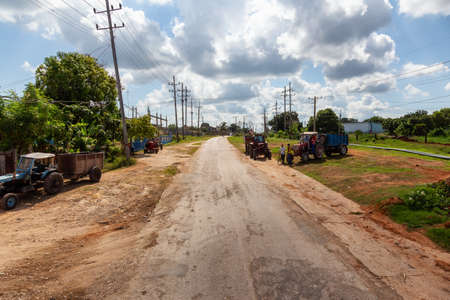 Trinidad, Cuba - June 6, 2019: Aerial view of a road on the outskirt of the small Cuban Town.のeditorial素材