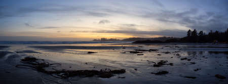 Long Beach, Near Tofino and Ucluelet in Vancouver Island, BC, Canada. Beautiful Panoramic view of a...